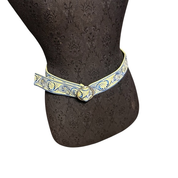 Talbots Vintage New Old Stock Blue Green Woven Tapestry Ribbon Ring Belt Small - Picture 4 of 6